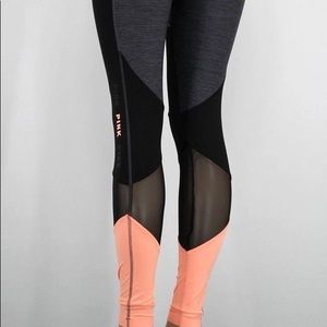 PINK bonded leggings with mesh black orange grey